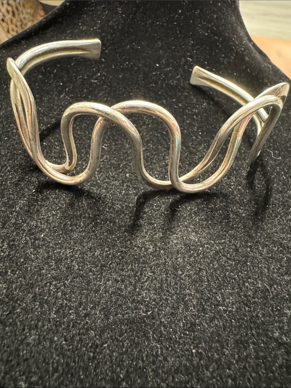 Silver Wave Open Cuff Bracelet 925 sterling silver